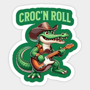 Funny Croc'n Roll Crocodile with Guitar Sticker